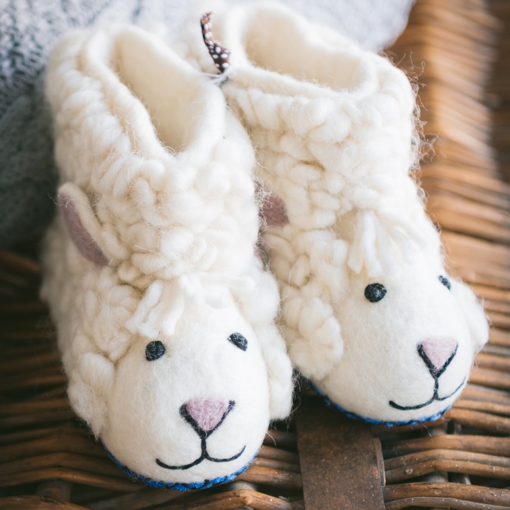 Sew Heart Felt Sheep Slippers - Ages 1-2 Never Worn Still Attached to each other